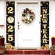 thumbnail image 1 of Decoraciones de pancartas de puerta de feliz año nuevo negro - 2025 Banners colgantes de puerta de porche delantero de año nuevo negro dorado （30 * 180 cm）, 1 of 5