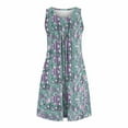 thumbnail image 6 of CaComMARK PI Clearance Women Nightdress Florals Print Sleeveless Pleated U Neck Sleepwear with Pockets Sky Blue L(L), 6 of 7