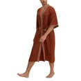thumbnail image 4 of WAGUTH Mens Bathrobe Set Satin Printed Kimono Robe & Shorts with Belt Lightweight Soft Loungewear, 4 of 7