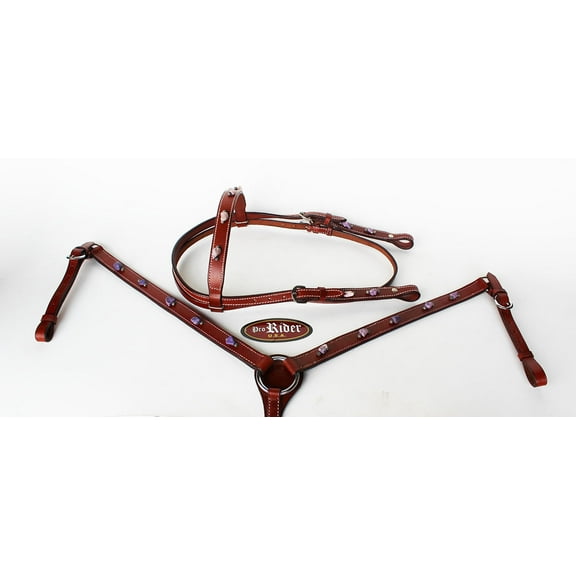 Horse Show Tack Bridle Western Leather Headstall Breast Collar 8347HB