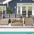 thumbnail image 2 of enyopro 4 Pieces Patio Furniture Sectional Set, Outdoor All-Weather Manual Weaving Wicker Conversation Set with Storage Box & Table, Rattan Sectional Sofa Set, Deck Porch Use Furniture Set, B994, 2 of 9