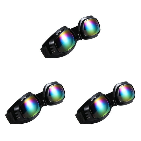 Landege 3-Pack Outdoor Snowboard with Colorful Lenses, Protective Skiing, Biking, Motorcycle Safety Glasses, Black Frame