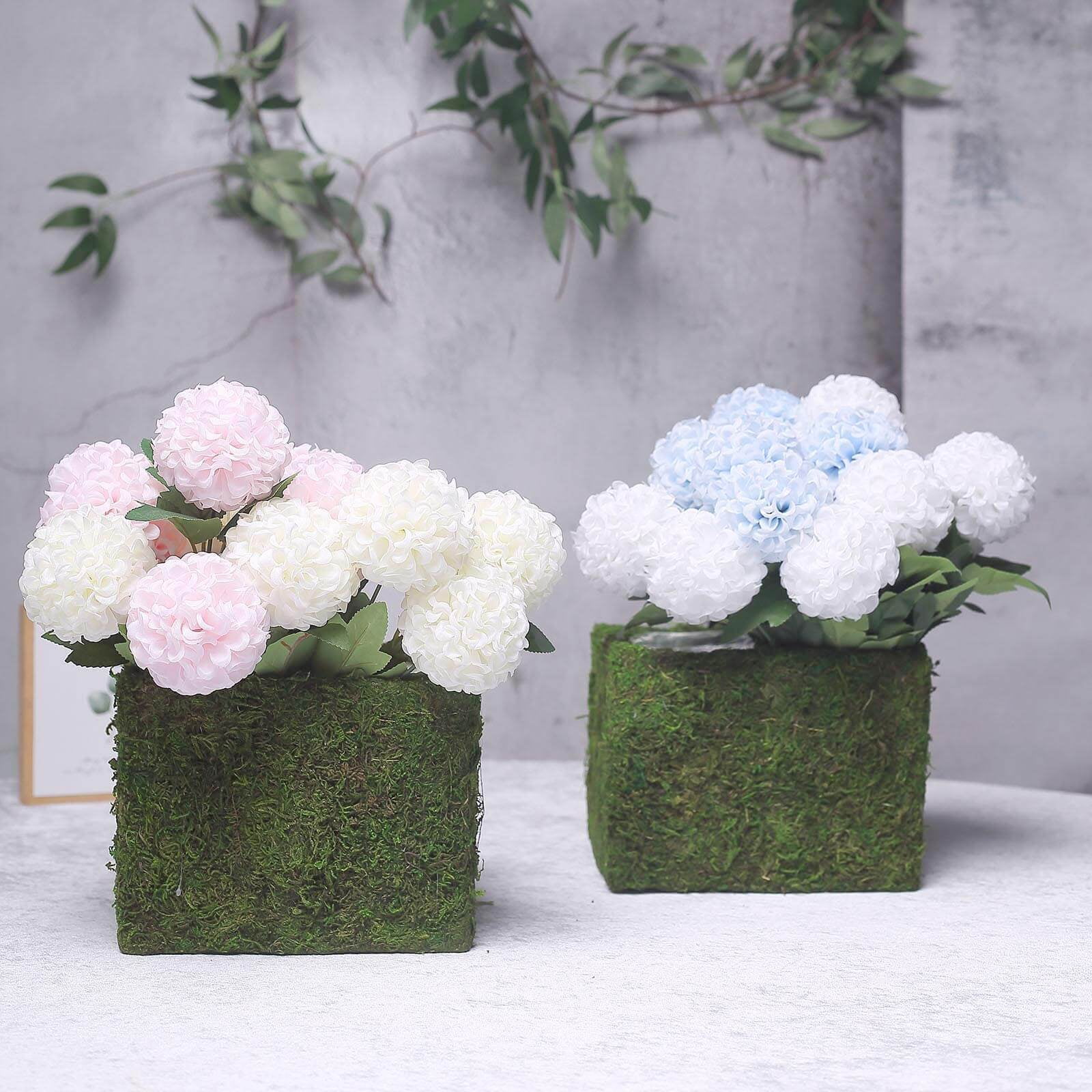 Efavormart 2 Pack Square Preserved Moss Planter Box Moss covered