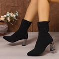thumbnail image 2 of Taqqpue Women's Sock Boots Plus Size Pointed Toe Slip On Stretch Mid Heel Comfortable Ankle Booties for Women Size 5.5-11 Fashion Stretch Shoes Casual Walking Footwear Trendy Street, 2 of 10