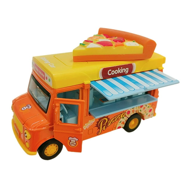 Coches de juguete fundidos a presión, Mini modelo de aleación, coche de juguete único con música y luces para fiesta, rellenos de calcetines, adornos Pizza Hugo coche de aleación fundido a presión