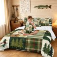 thumbnail image 3 of Manfei Rustic Duck Deer Queen Bedding, Contemporary Art Camouflage Bedding Comforter Set Queen, Cream Green, Reversible, 7-Piece, 3 of 6