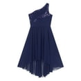 thumbnail image 5 of vastwit Kids Girls High Low Dresses One Shoulder Sequins Chiffon Wedding Party Formal Flower Dress Navy Blue 12, 5 of 7