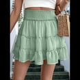 thumbnail image 6 of Womens Summer Flowy High Waist Ruffle Casual Cute Boho Beach Short Skirts Built-in Shorts Light Green XXL, 6 of 7