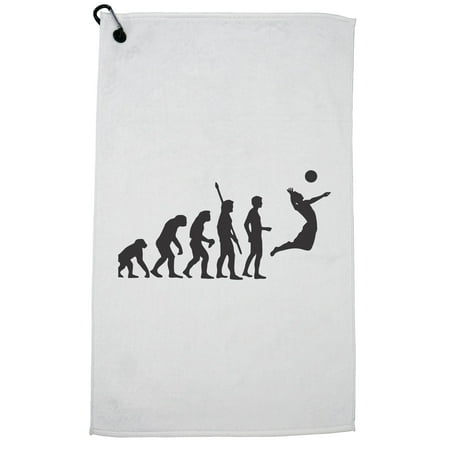 Classic Evolution of Man With Volleyball Player Spike Golf Towel with Carabiner (Best Male Volleyball Player)