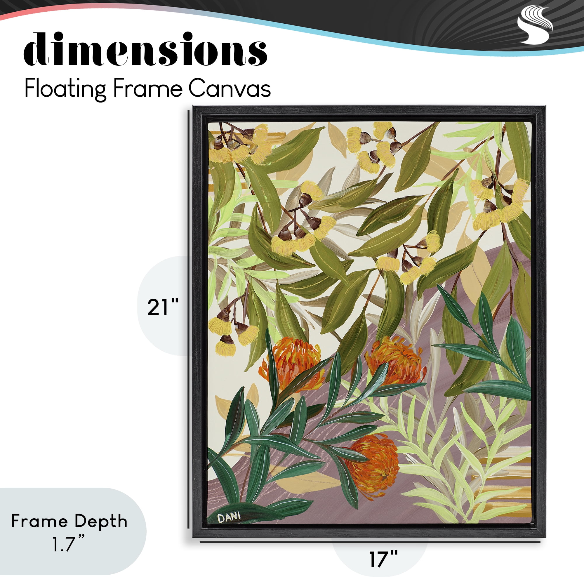 Stupell Industries Walk With Me Florals Black Framed Floater Canvas Wall Art, design by Dani Heyward