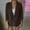 Brown, variant on Jacenvly 2024 Blazers for Women Lapels Long Sleeve Cropped Office Suit Blousebutton Pocket Solid Cardigan Coat Soft Comfort Fashion Refined Slimming Top