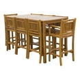 thumbnail image 3 of 9 Piece Teak Wood Maldives Outdoor Patio Bistro Bar Set, 71" Bar Table, 2 Bar Chairs with Arms and 6 Armless Bar Chairs, 3 of 5