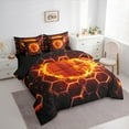 thumbnail image 3 of Manfei Fire Flame Basketball Bedding Comforter Set 7pcs, Neon Orange Honeycomb Full Bedding Set, Teen Boys Sport Fitted Sheet Flat Sheet, Lightweight Room Decor, 3 of 8