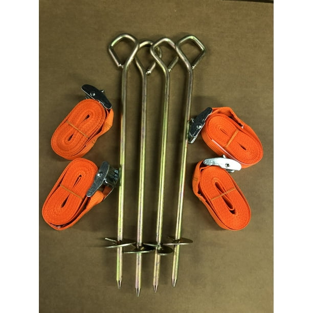 Extreme Heavy Duty Trampoline 14" Anchor Tie Down Kit w/Long 12ft HD Straps