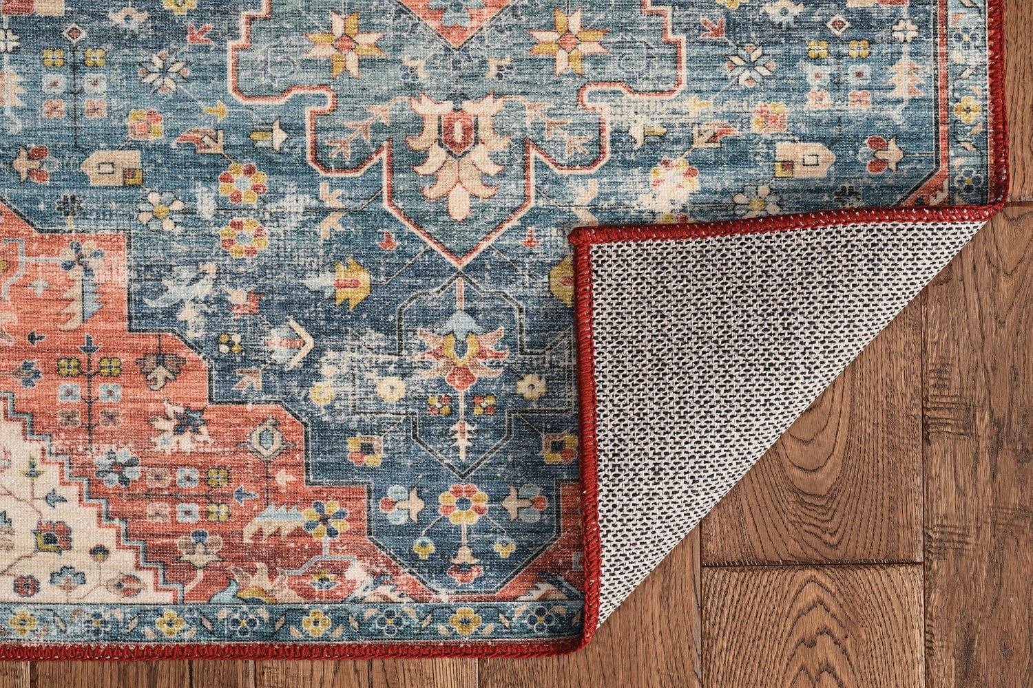 Tapis lavable Markum 5 pi x 7 pi sarcelle et rouille