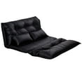 thumbnail image 3 of Costway PU Leather Foldable Modern Leisure Floor Sofa Bed Video Gaming 2 Pillows Black, 3 of 7