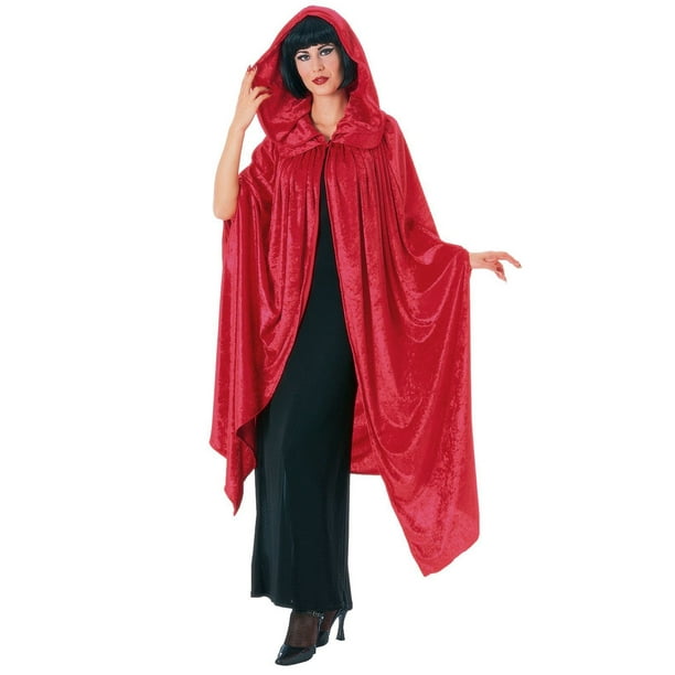 Hooded Crushed Red Velvet Cape Adult Costume - Walmart.com