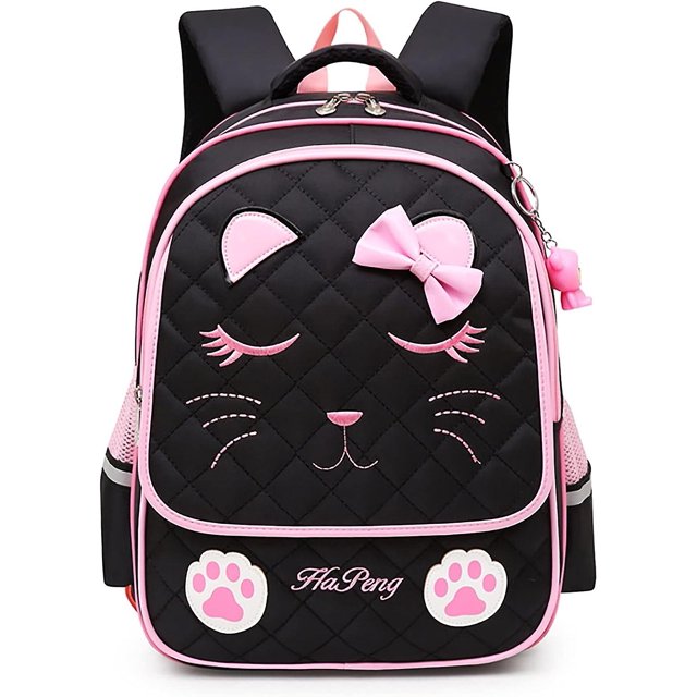 Mochila escolar YONGSHENG cara de gato negro para Niñas adolescentes