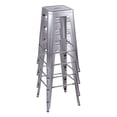 thumbnail image 2 of GIA Design Group 30 Inch Bar Height Backless Metal Stools, Silver, Set of 4, 2 of 9