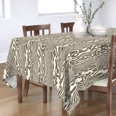 

Cotton Sateen Tablecloth 70 x 120 - Brown Faux Woodgrain Nature Wood Woodland Brown Abstract Cream Print Custom Table Linens by Spoonflower