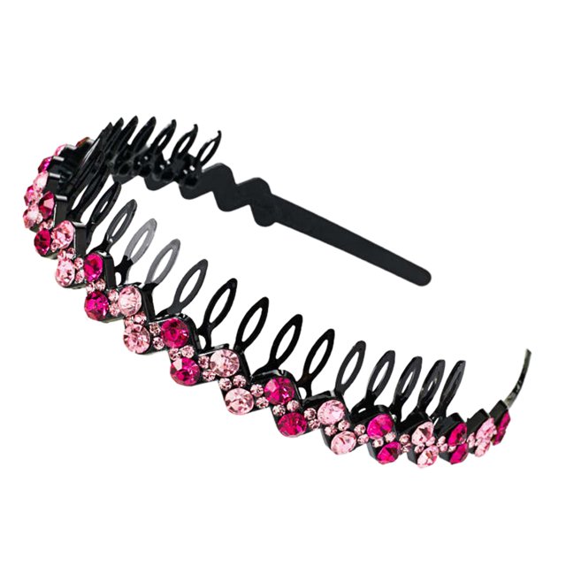 Trayknick Flower Rhinestone Shining Headband Plastic Anti-slip Tooth Women Hair Hoop Hair Accessories
