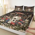 thumbnail image 4 of Homewish Vintage Spooky Skull Queen Sheets,Halloween Queen Sheet Sets,Daisy Flower Mushroom Bed Set,4pcs,1 Flat Sheet, 1 Fitted Sheet and 2 Pillowcases, 4 of 6