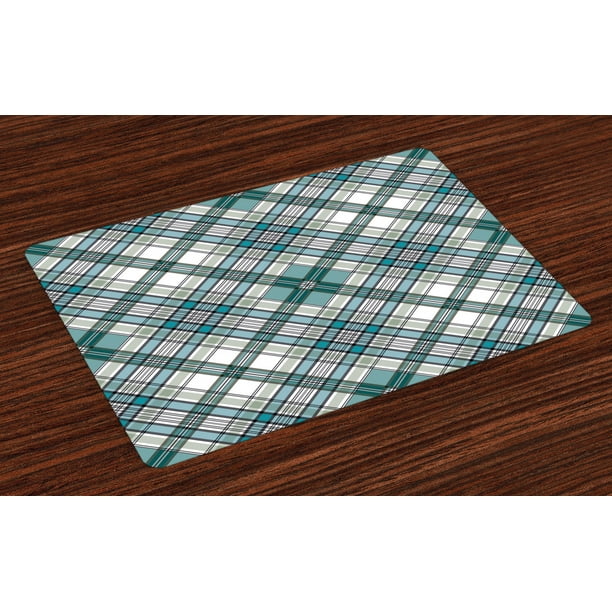 Checkered Placemats Set of 4 Vintage Fashion English Country Style with