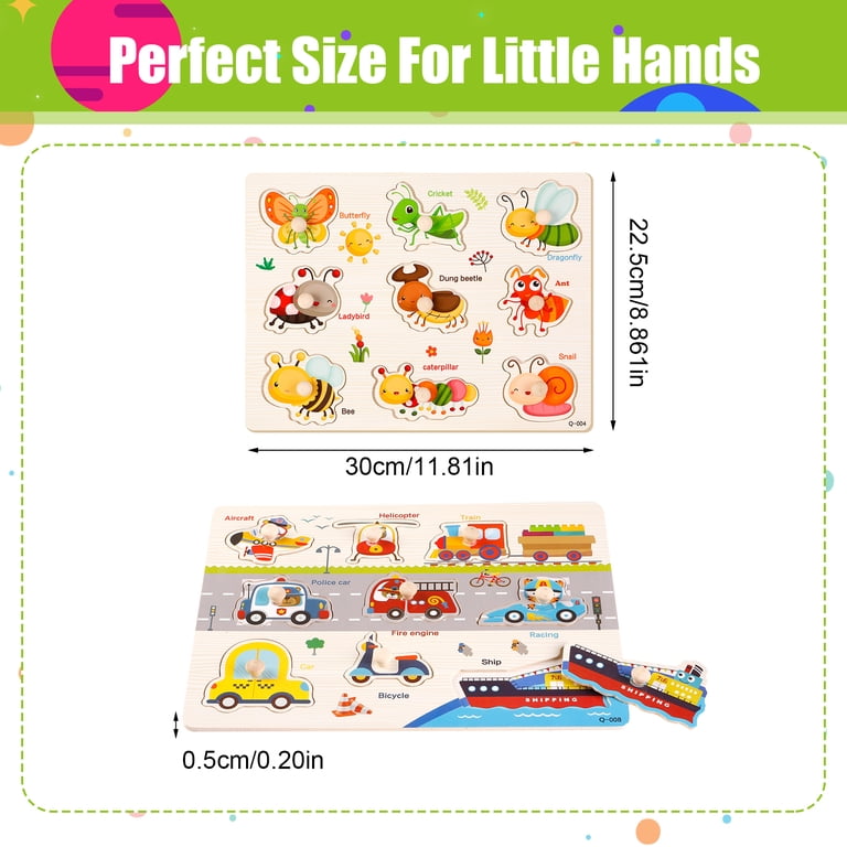 Armscye 6-Pack Wooden Peg Puzzles, Large Set photo 2