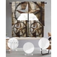 thumbnail image 3 of Vintage Farmhouse Kitchen Curtains Swag Valance and Tier Curtains Set 36 Inch Length, Country Texas Star Brown Wooden Grain Rod Pocket Drape Panels Pair Swag Curtain for Bathroom/Cafe/Window, 3 of 6