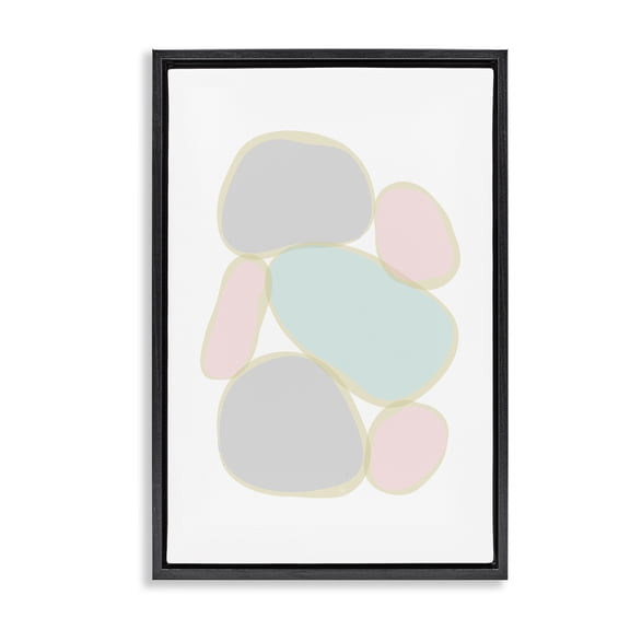 Stupell Industries Scandinavian Pastel Pebble Shapes Black Floating Frame Canvas Art, 17 x 25, by Martina Pavlova