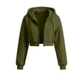 thumbnail image 4 of Stamzod Women's Cropped Hoodie Fall Winter Long Sleeve Zip Up Hoodie Women Athletic Running Crop Jackets with Hood Army Green M, 4 of 7
