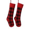 thumbnail image 1 of 2pcs Christmas Stockings Knitted Plaid Stockings Plush Cuffs Stockings Christmas Tree Fireplace Hanging Stockings Xmas Gift Candy Socks Bag, 1 of 6