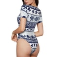 thumbnail image 2 of Bingfone Sea Underwater Animals1 Pattern Women's Round Neck Bodysuit, Tight Snap Button Short Sleeve Bodysuit, Suitable for Party, Sports, Daily Wear-X-Large, 2 of 7