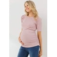 thumbnail image 2 of Ruched Ribbed Puff Sleeve Maternity Top, 2 of 3
