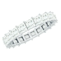 Rosec Jewels Princess Cut Moissanite Eternity Band Ring for Women - Full Eternity Ring, 18K White Gold, US 3.00
