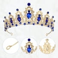 thumbnail image 3 of Unique Bargains Women Faux Crystal Queen Crowns Tiara Princess Rhinestone Tiaras Wedding Birthday Hair Accessories ["Crowns,Gold Tone Blue"], 3 of 7
