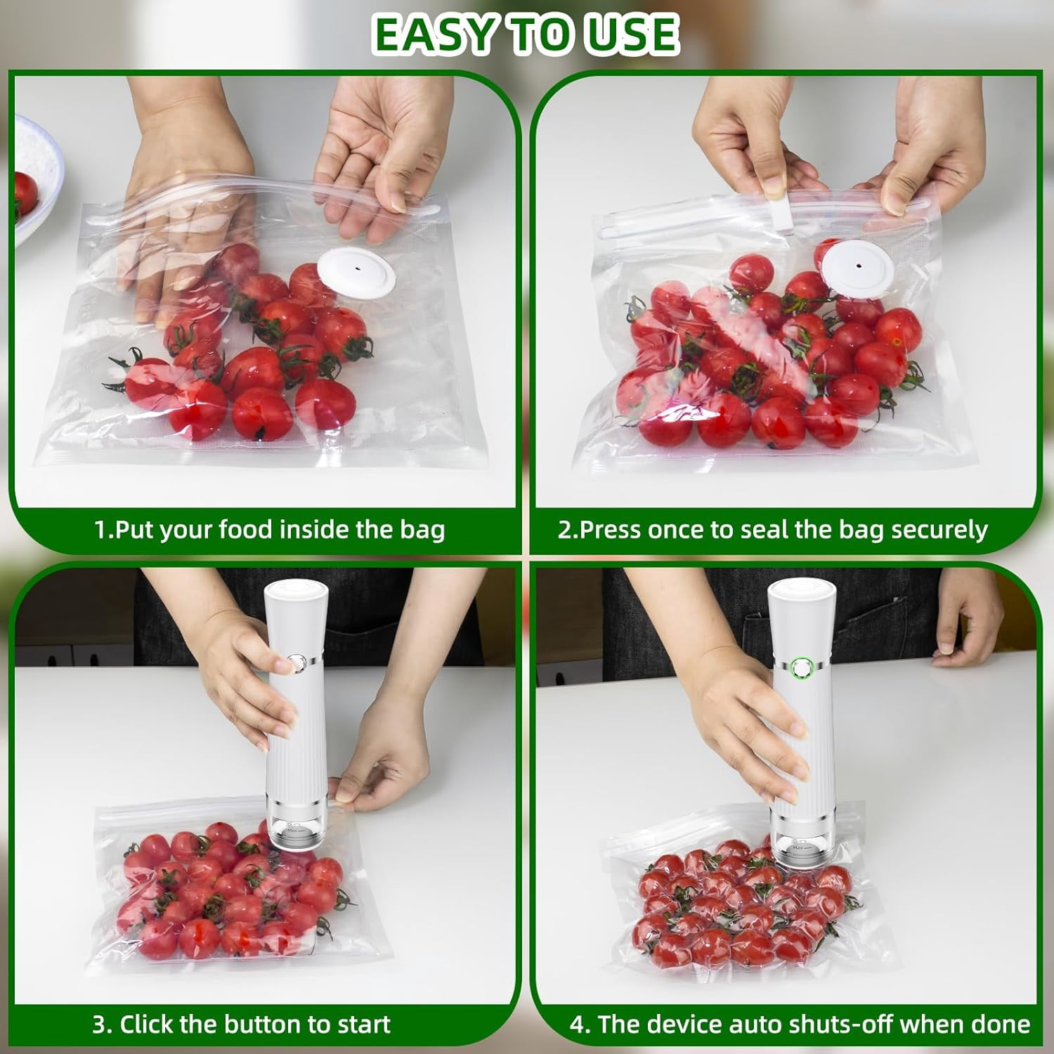 Vacuum Sealer for Food, Handheld Saver Compact Vacuum Sealer Machine with 30 Reusable Bags for 10X Preservation & Fresh
