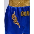 thumbnail image 4 of Hansber Kids Boys Sequin Applique Shiny Letter Printed Boxer Kickboxing Training Shorts Side Split Satin Hot Pants Blue 14, 4 of 9