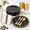 Black-175Pcs(25Guests), variant on Clear Blue 175Pcs(25Guests) Disposable Plastic Party Supply Set
