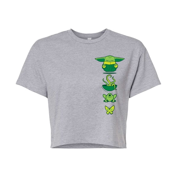 Star Wars - The Mandalorian Grogu Icons  - Juniors Cropped Short Sleeve Graphic T-Shirt