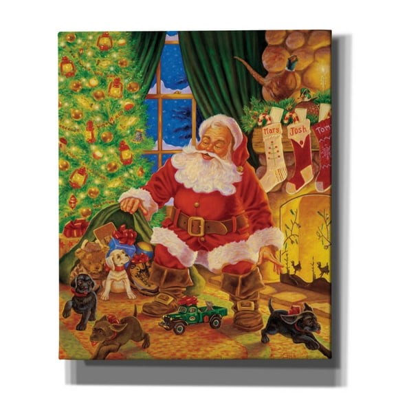 Epic Graffiti 'Santa Pups' by Christopher Nick, Canvas Wall Art, 20"x24"