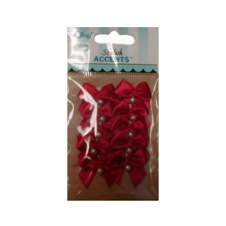 Offray Ribbon Accent - Offray Stylish Accents Red 2 Loop Bow with Ribbon, 10 Count