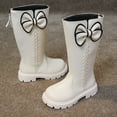 thumbnail image 3 of Wide Calf Winter Boots for Girls Cute Bowknot Zipper Knee High Boots Chunky Lug Sole Long Snow Booties, 3 of 8