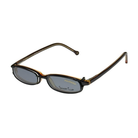 New Smartclip 916 Mens/Womens Designer Full-Rim Brown Polarized Clip-on Lenses Classic Shape Frame Demo Lenses 48-18-140 Sunglass Lens Clip-Ons Spring Hinges Eyeglasses/Eyeglass Frame