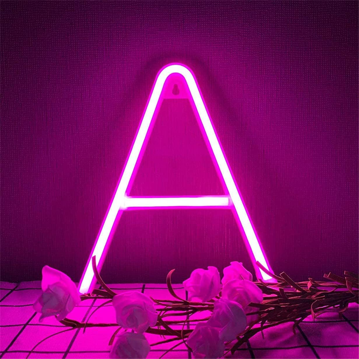 Dansefang1 Letter Neon Signs Led Pink Neon Light up Decorative Art Lights  Battery/USB Operated Marquee Letters Alphabet Neon Word Decor Lights for  Home Shop Bar Baby Shower Birthday Wedding Party (A) |