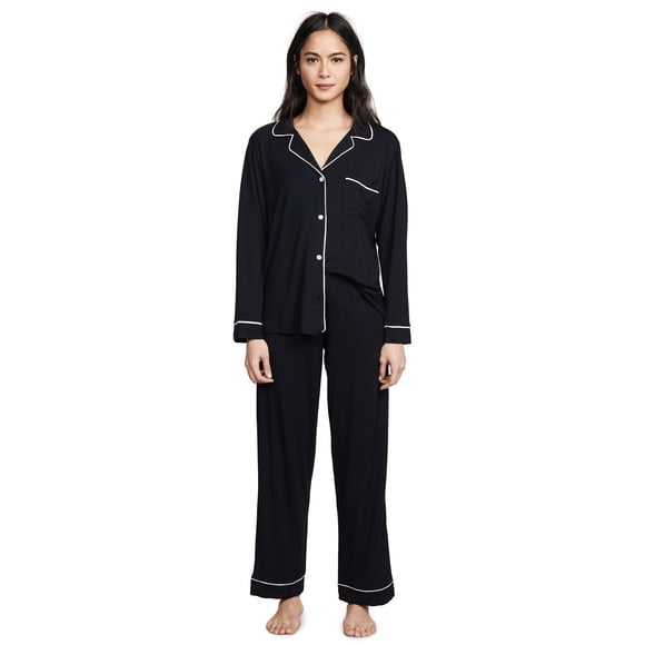 Pijama Eberjey Gisele Largo Conjunto Negro Rosa Sorbete Grande
