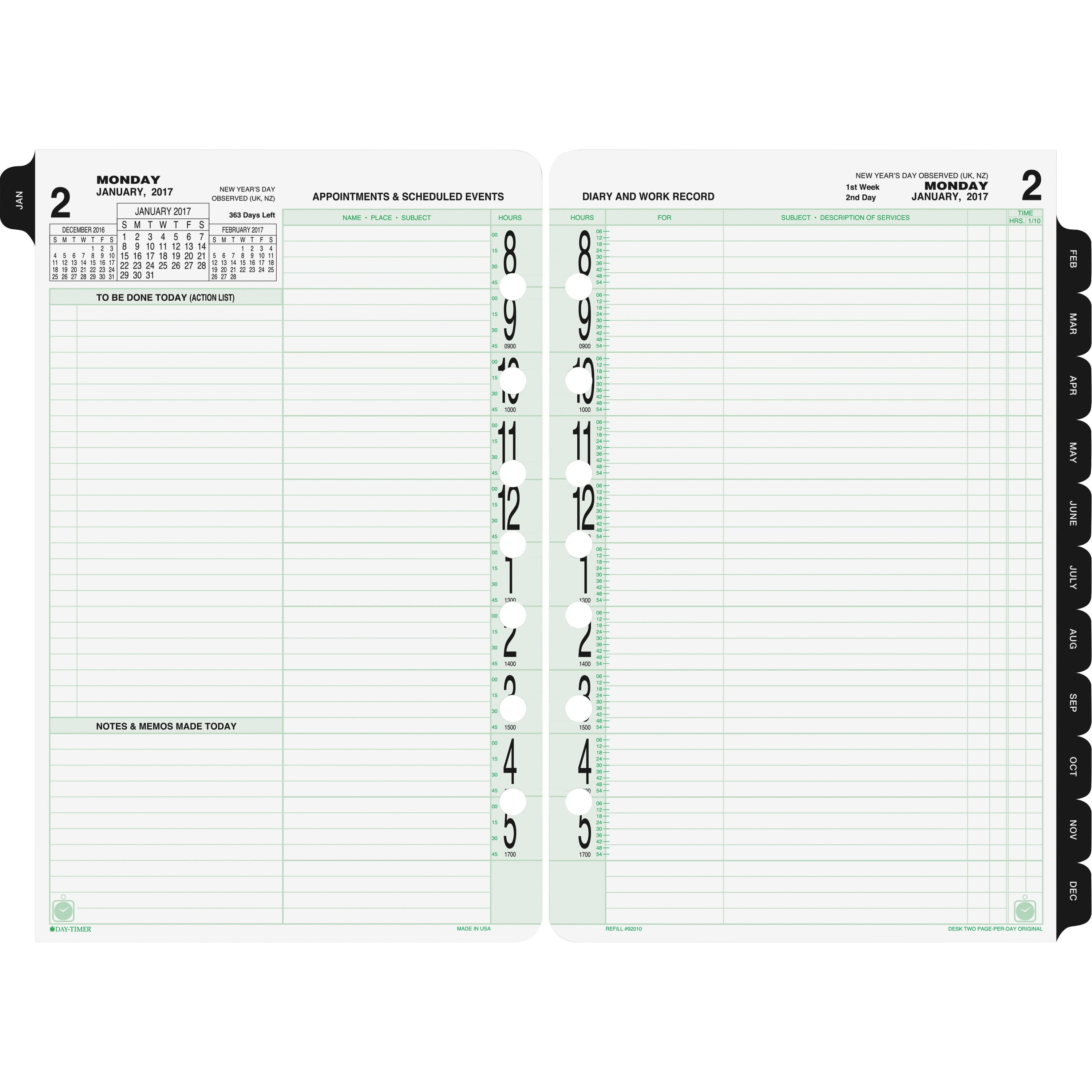 DayTimer 2PPD Looseleaf Original Planner Refills