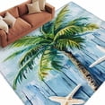 thumbnail image 2 of 6'x9' Area Rugs, Coastal Beach Indoor Outdoor Area Rug for Living Room Bedroom, Green Tropical Palm Vintage Blue Wood Grain Washable Bathroom Rugs Kitchen Floor Carpet Mats Home Decor Aesthetic, 2 of 8