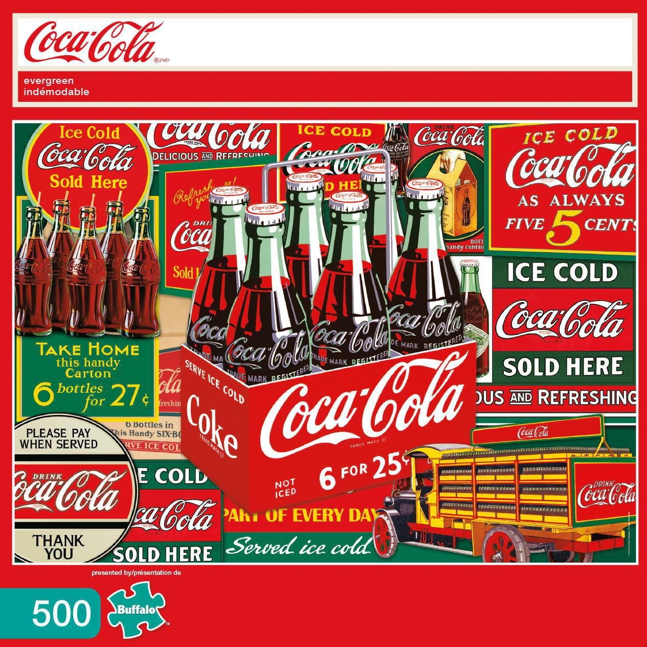 Buffalo Games Americana Coca-Cola Evergreen 500 Piece Jigsaw Puzzle