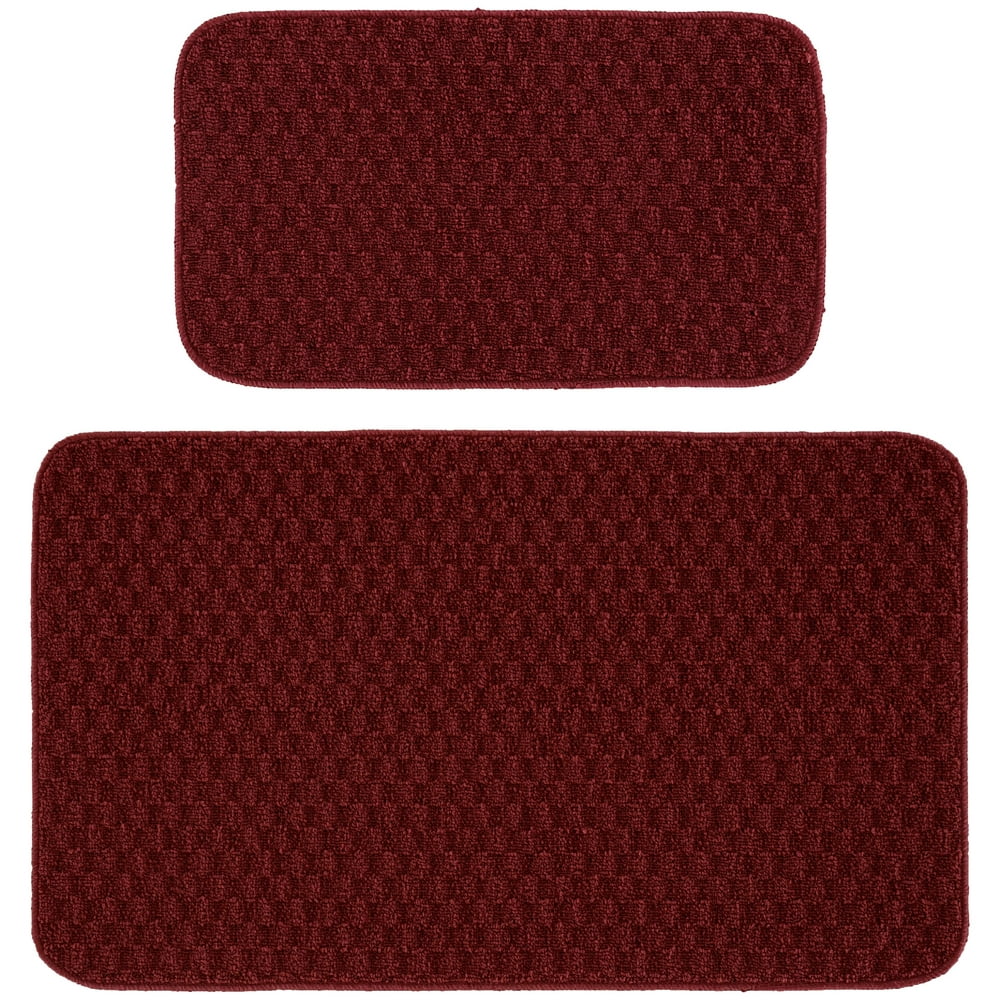 Garland Rug Town Square Solid Chili Pepper Red 2pc Kitchen Accent Rug
